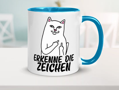 Erkenne die Zeichen | Katze Schatten Mittelfinger Geschenk Tierliebhaber Humor