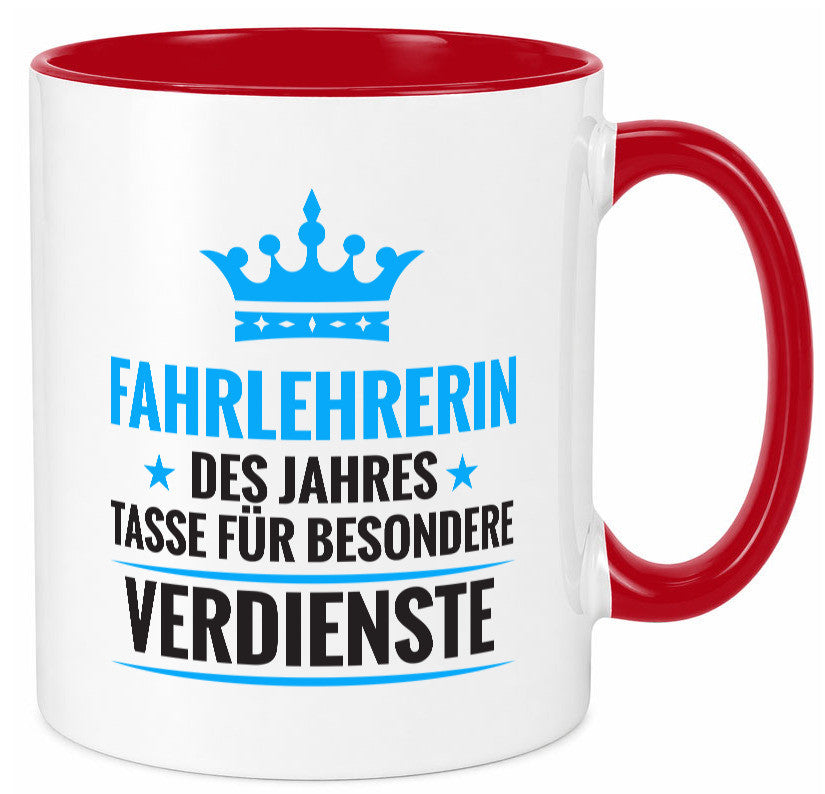 Besonderer Verdienst: Fahrlehrerin| Fahrschule lustiger Spruch Geschenk Humor Tasse
