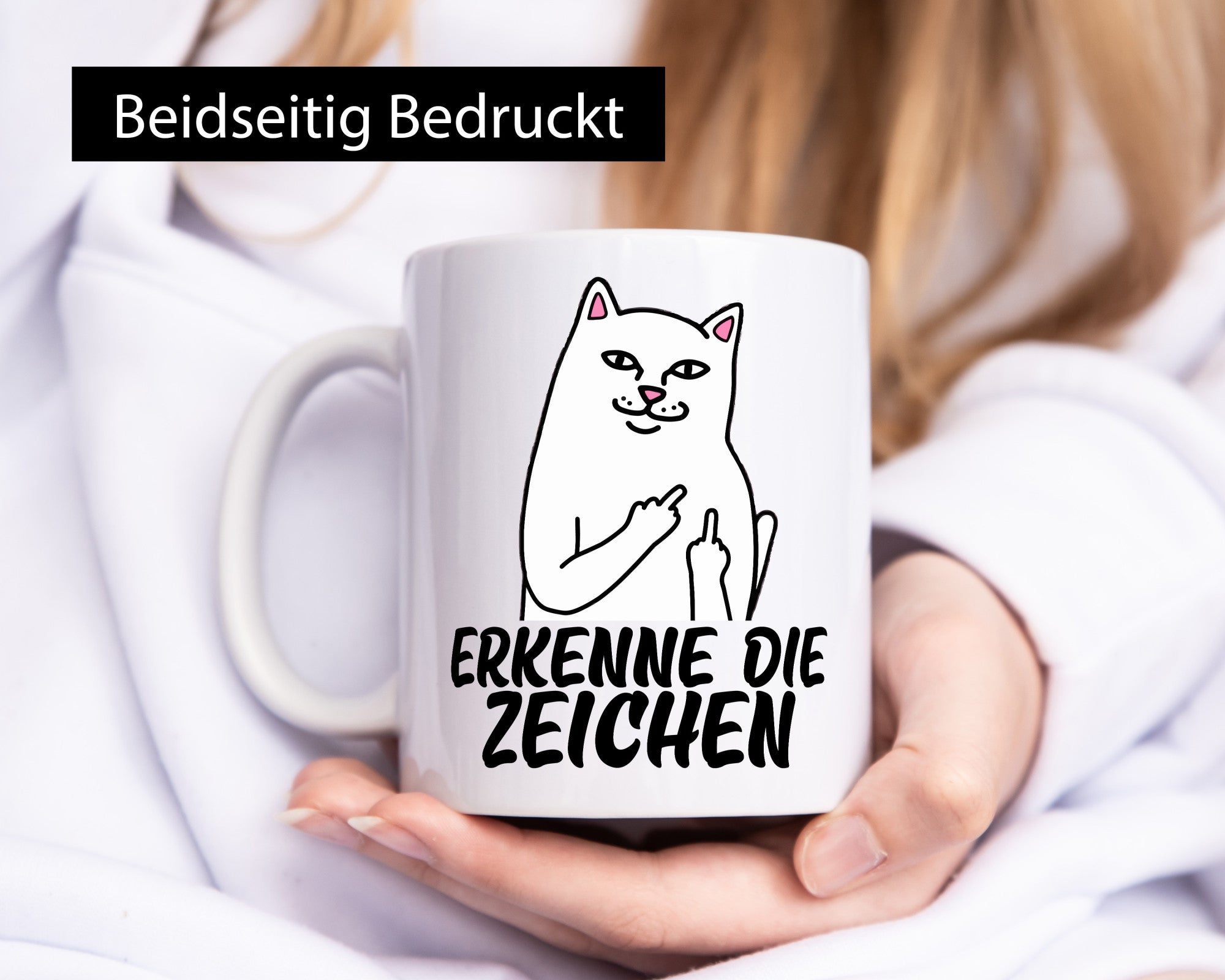Erkenne die Zeichen | Katze Schatten Mittelfinger Geschenk Tierliebhaber Humor