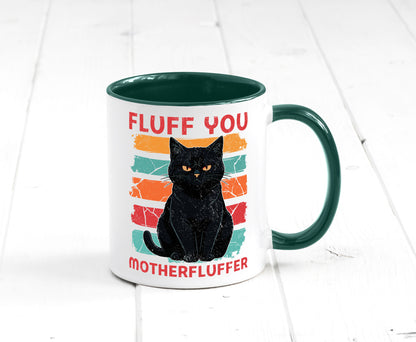 Fluff you Motherfluffer | Schwarze Katze Böse Humor Tierliebhaber Geschenkidee