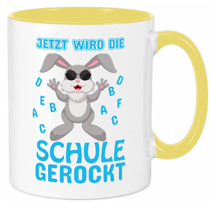 Schule wird gerockt | Schulbeginn Tasse cooler Hase lustiger Spruch Geschenk