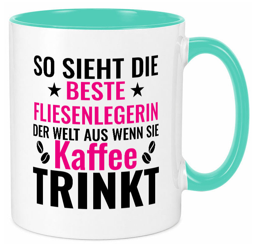 Kaffee trinkt: Fliesenlegerin | Fliesenlegen Bau Humor Geschenkidee Tasse