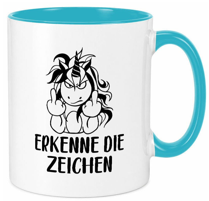 Erkenne die Zeichen | Stinkefinger Humor Geschenkidee Tasse