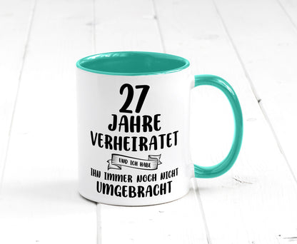 27 Jahre Verheiratet, immer noch am Leben! Geschenkidee Humor Tasse