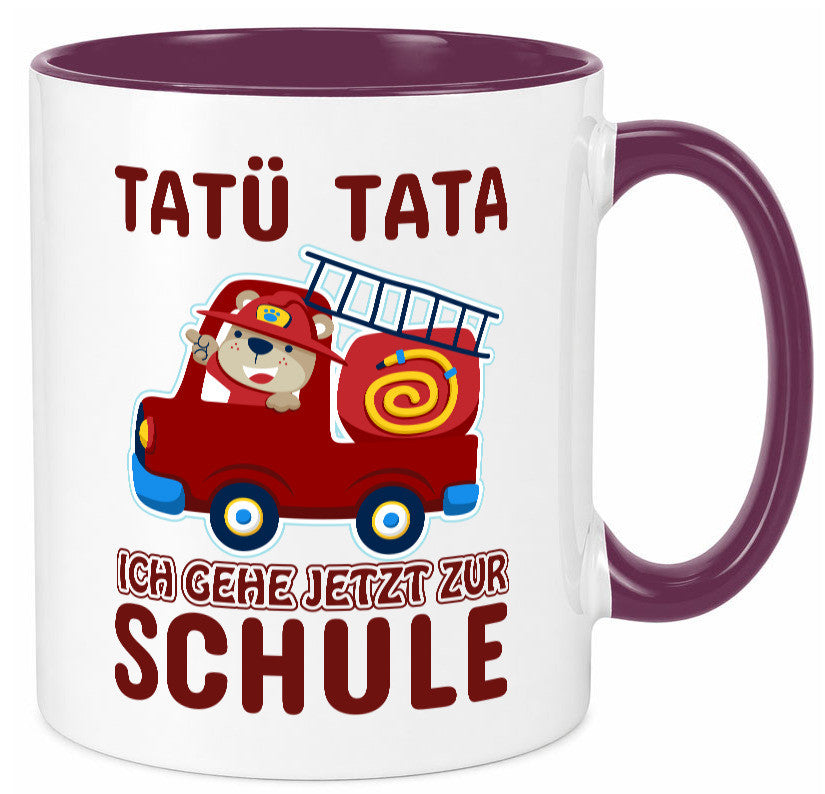 Bär in Feuerwehrauto | Tatü Tata Einschulung Tasse Humor Geschenkidee
