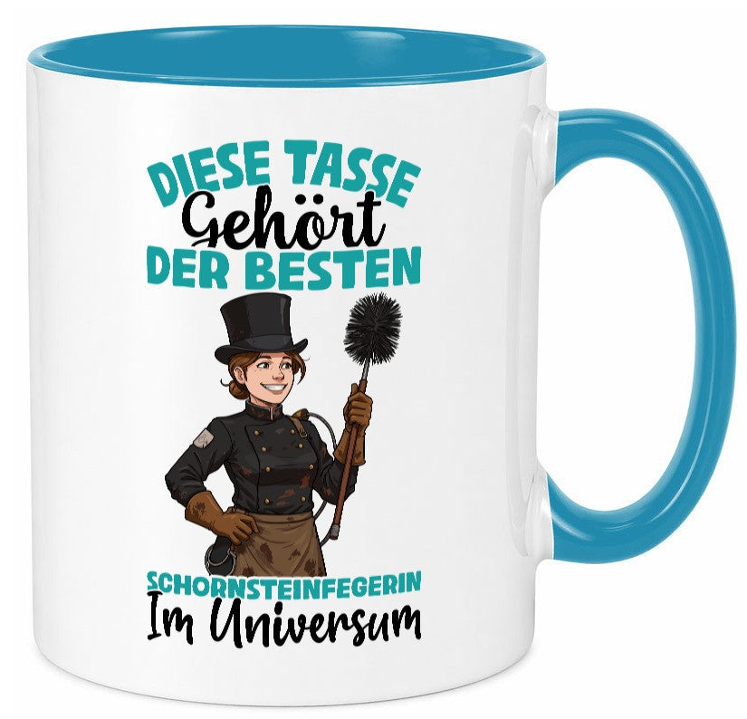 Im Universum: Schornsteinfegerin | Kaminkehrer lustiger Spruch Geschenk Humor Tasse
