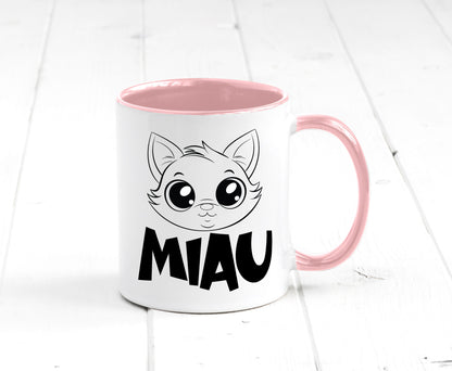 Miau | Katze Geschenkidee Tierliebhaber Humor Tasse