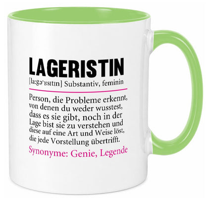 Lageristin | Spruch Beruf Lager Arbeiterin Geschenk Arbeit Kollegen Büro Tasse