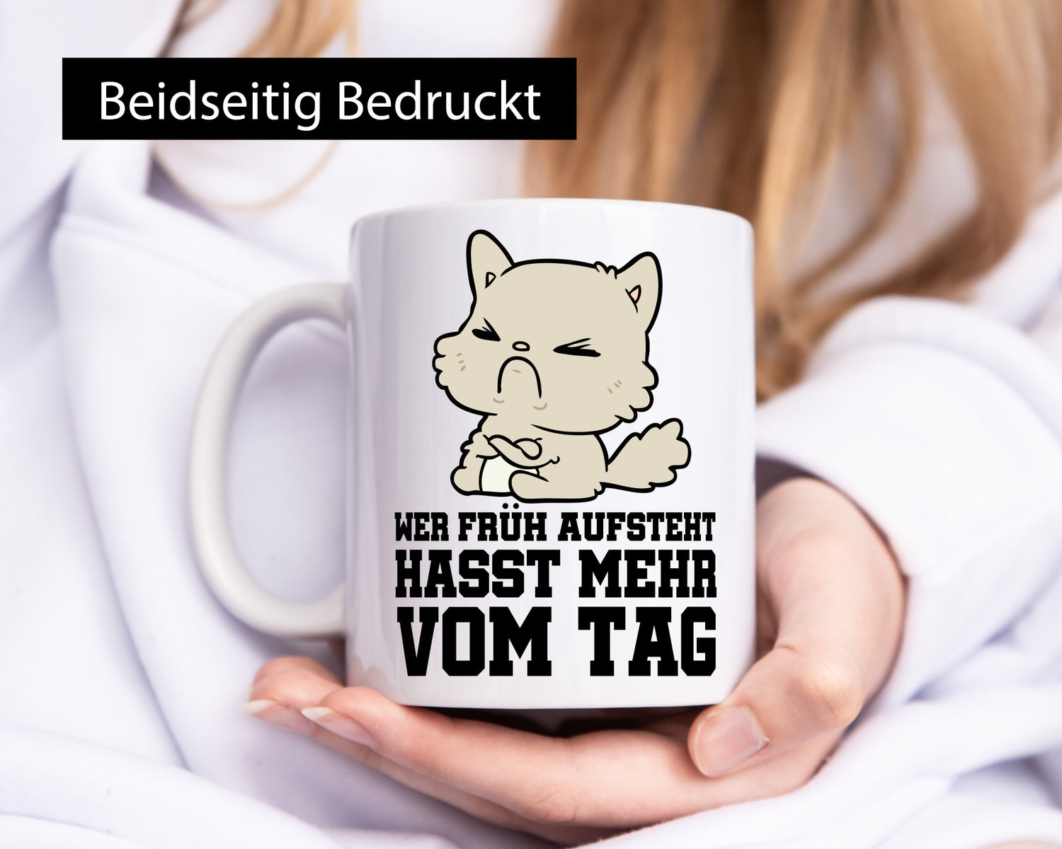 Frühaufsteher Katze lustig Tierliebhaber Humor Geschenk Tasse