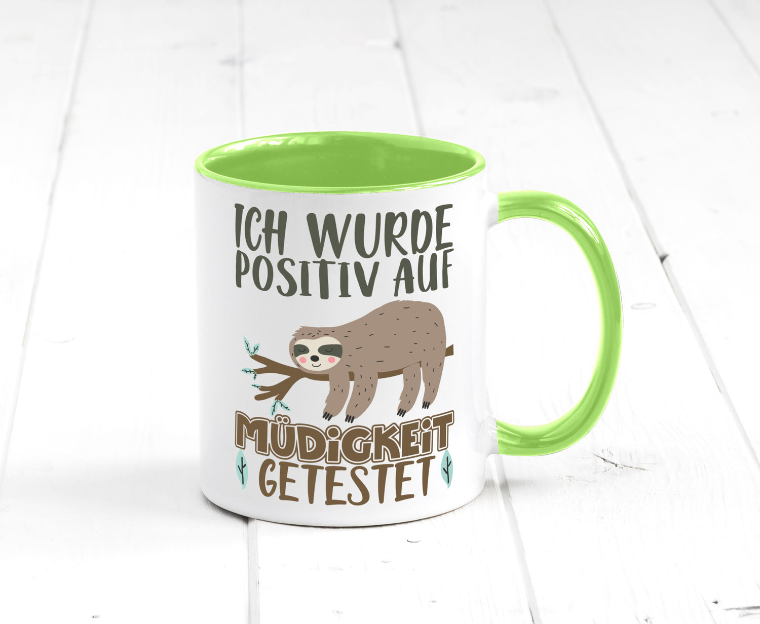 Positiv auf Müde getestet lustiger Spruch Geschenk Humor Geschenkidee Tasse