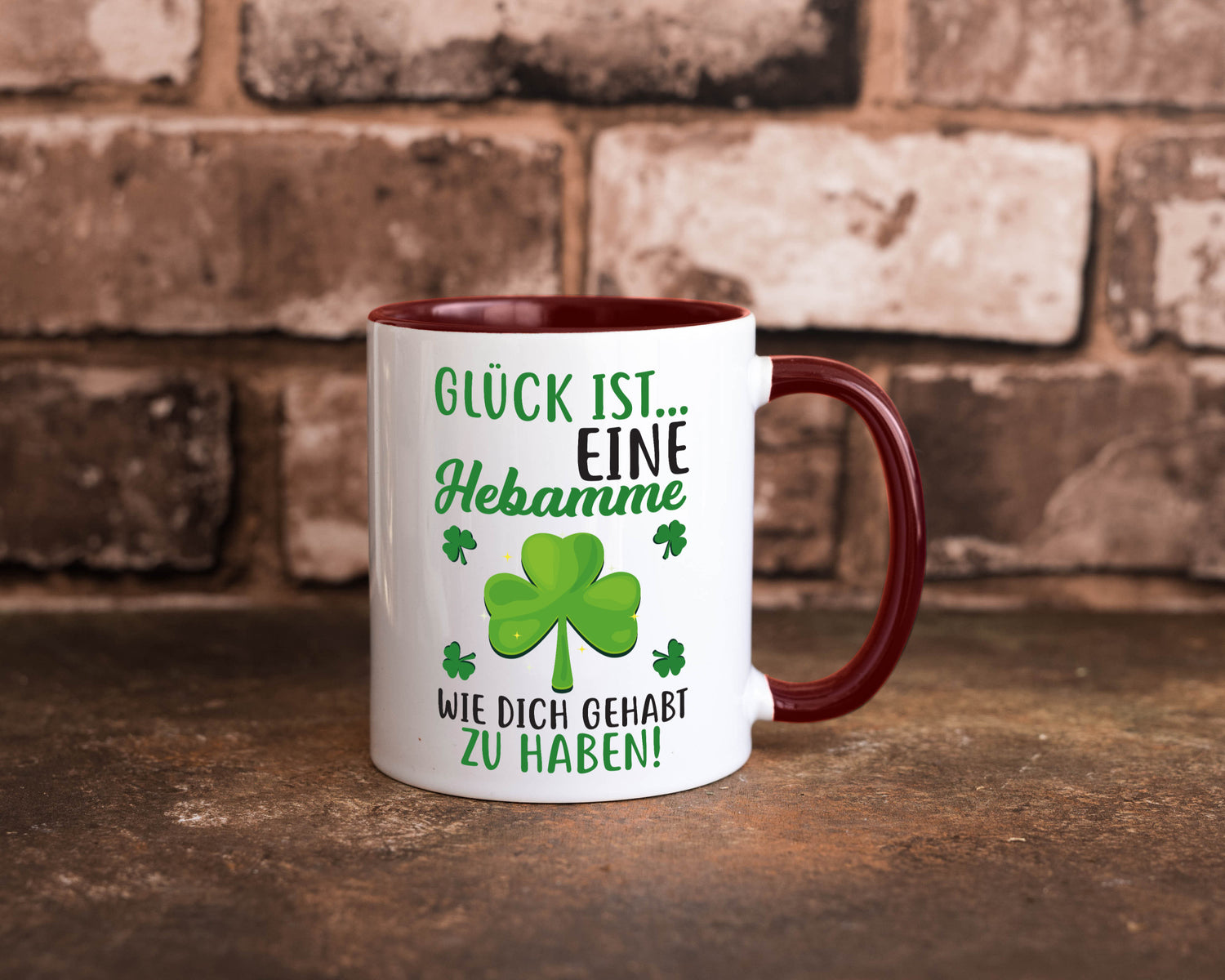 Hebamme Dankeschön | Dankes Tasse Kleeblätter Glück Humor Geschenkidee
