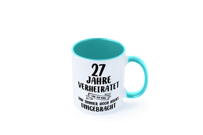 27 Jahre Verheiratet, immer noch am Leben! Geschenkidee Humor Tasse
