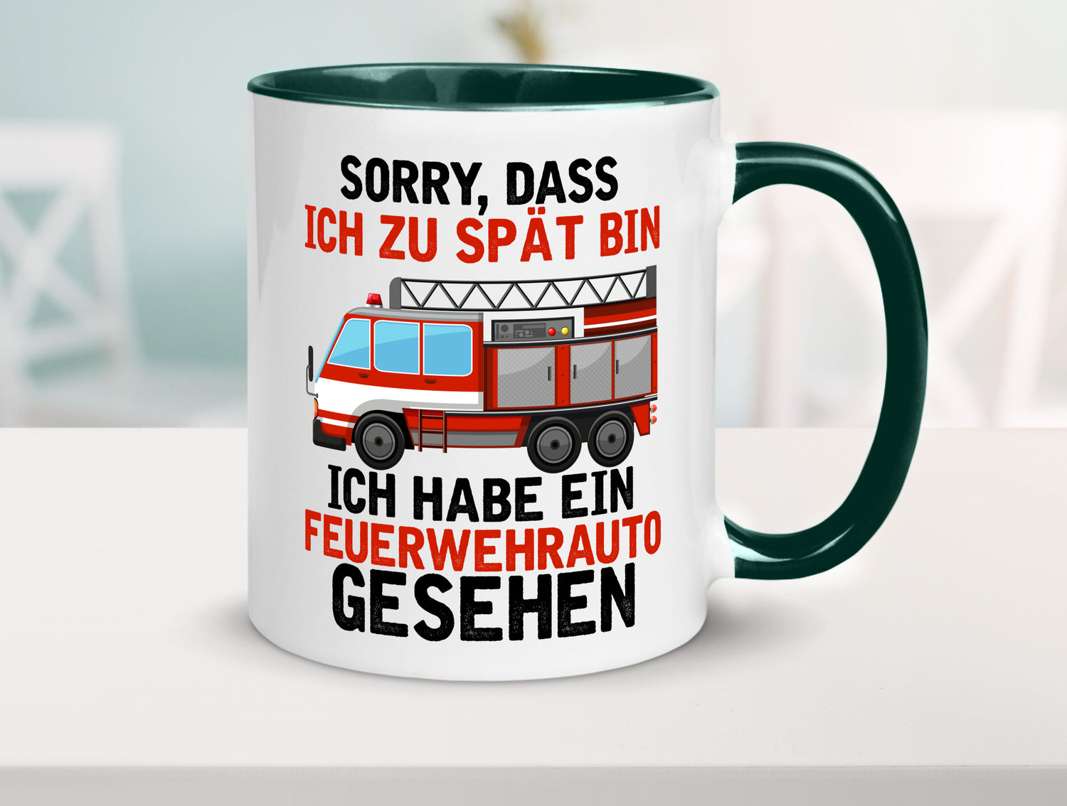 Ich hab ein feuerwehrauto gesehen | lustig Humor Geschenkidee Geschenk Tasse