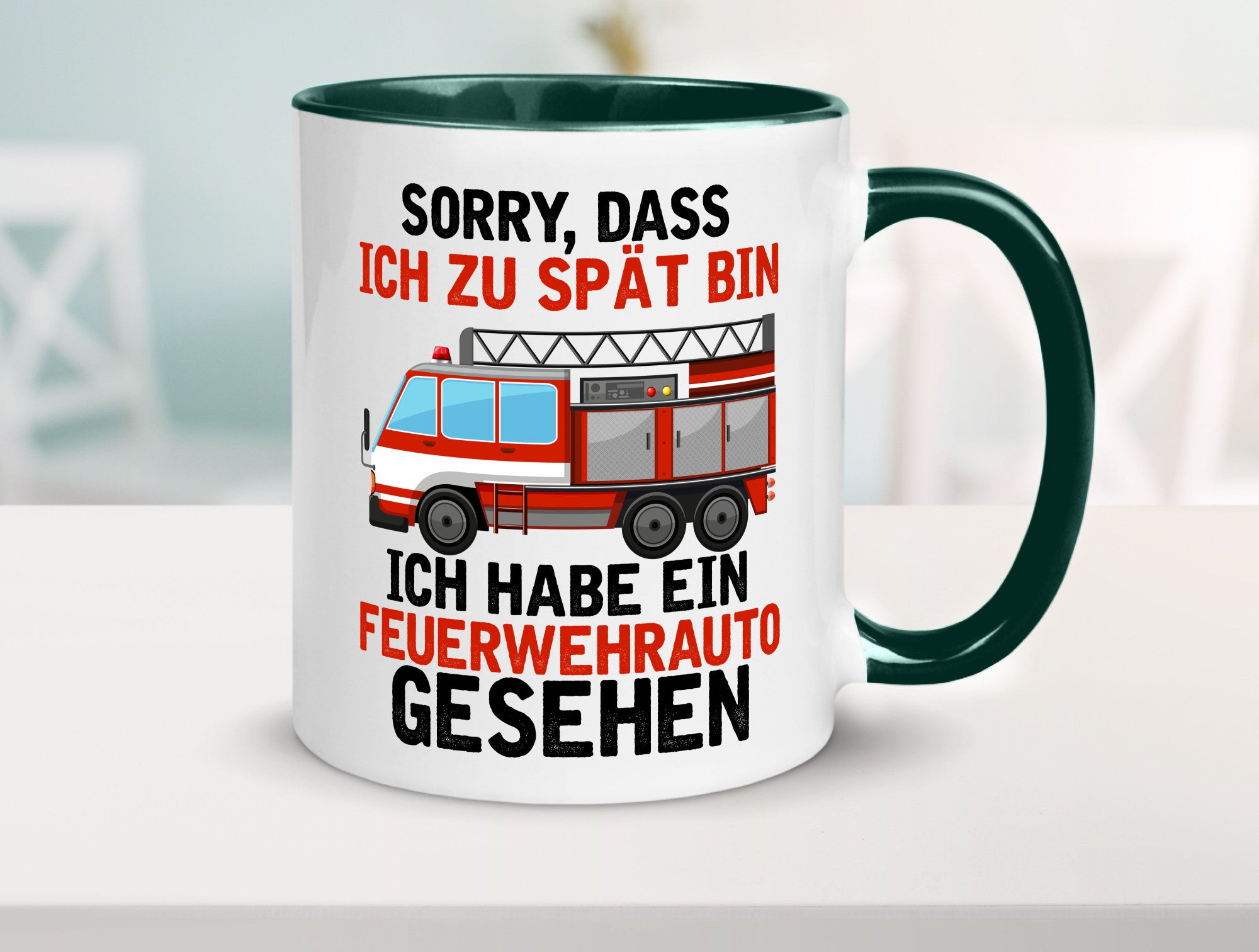 Ich hab ein feuerwehrauto gesehen | lustig Humor Geschenkidee Geschenk Tasse