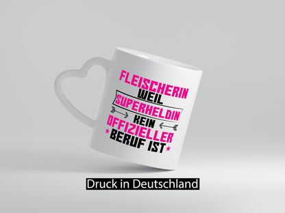 Superheldin Fleischerin | Schlachterei lustig Humor Geschenkidee Geschenk Tasse