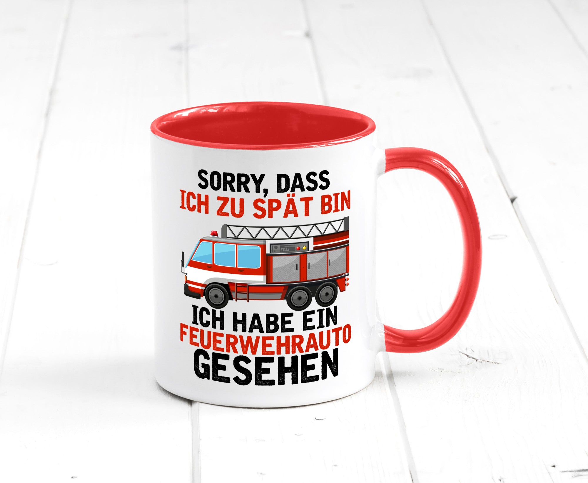 Ich hab ein feuerwehrauto gesehen | lustig Humor Geschenkidee Geschenk Tasse