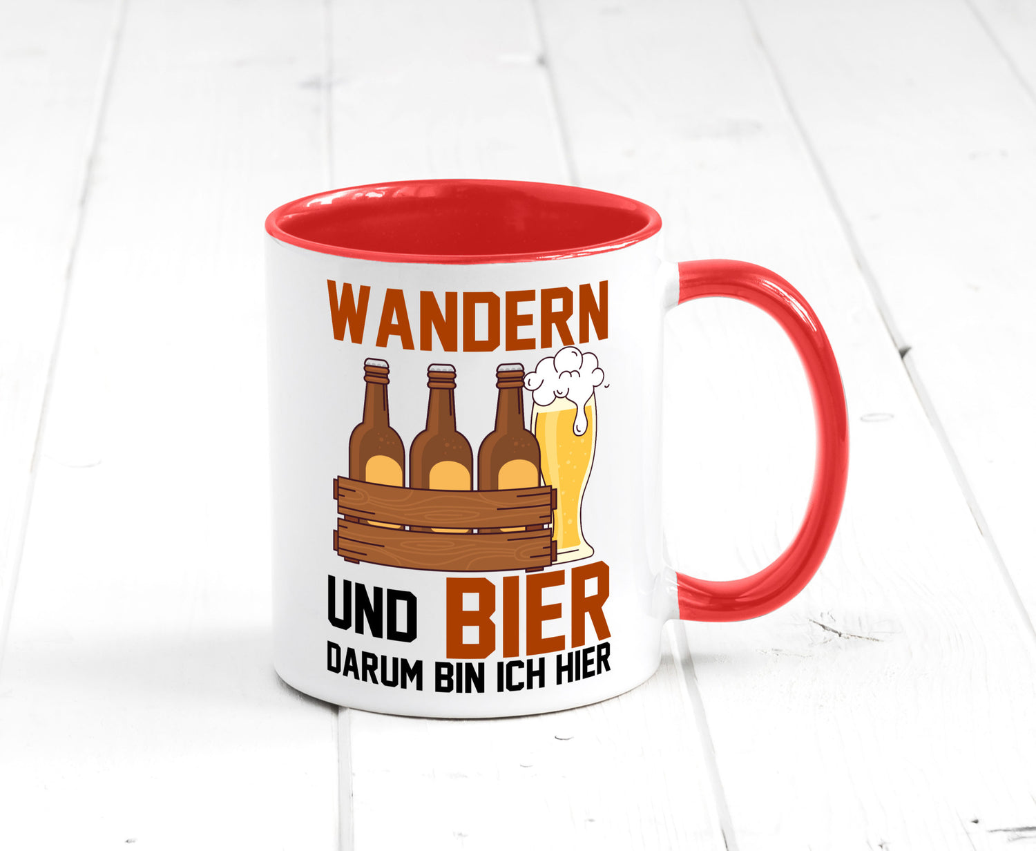 Wandern und Bier darum bin ich hier | Bierkasten lustiger Spruch Geschenk Humor