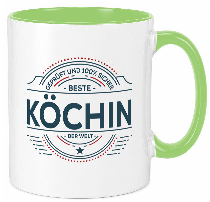Geprüft und sicher: Köchin | Chefköchin Chefkoch lustiger Spruch Geschenk Tasse