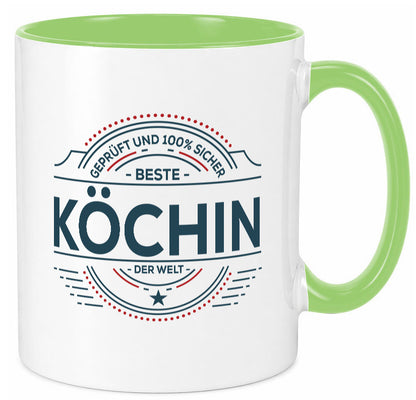 Geprüft und sicher: Köchin | Chefköchin Chefkoch lustiger Spruch Geschenk Tasse