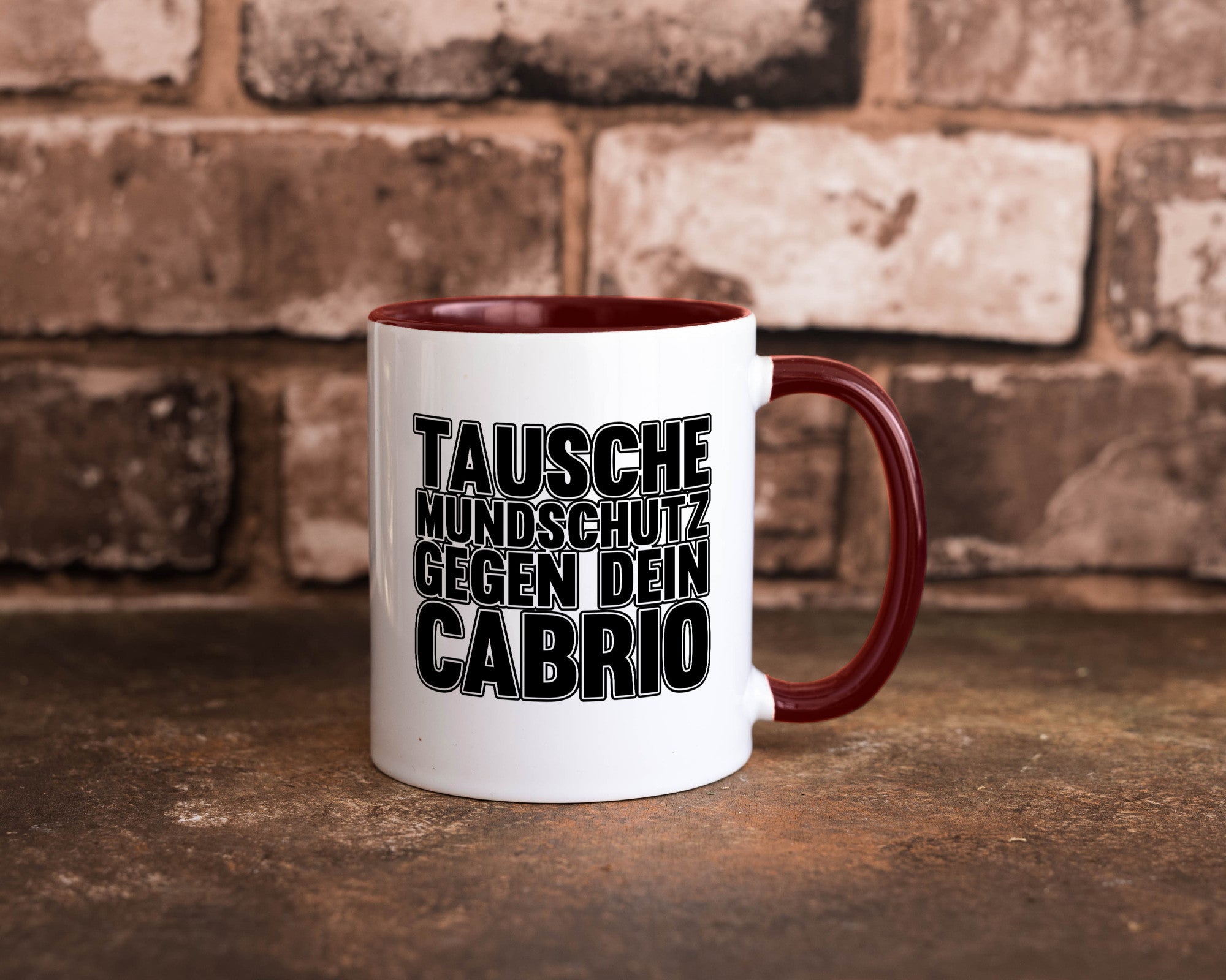 Tausche Mundschutz gegen Cabrio| | Cabrio Geschenkidee Humor Tasse