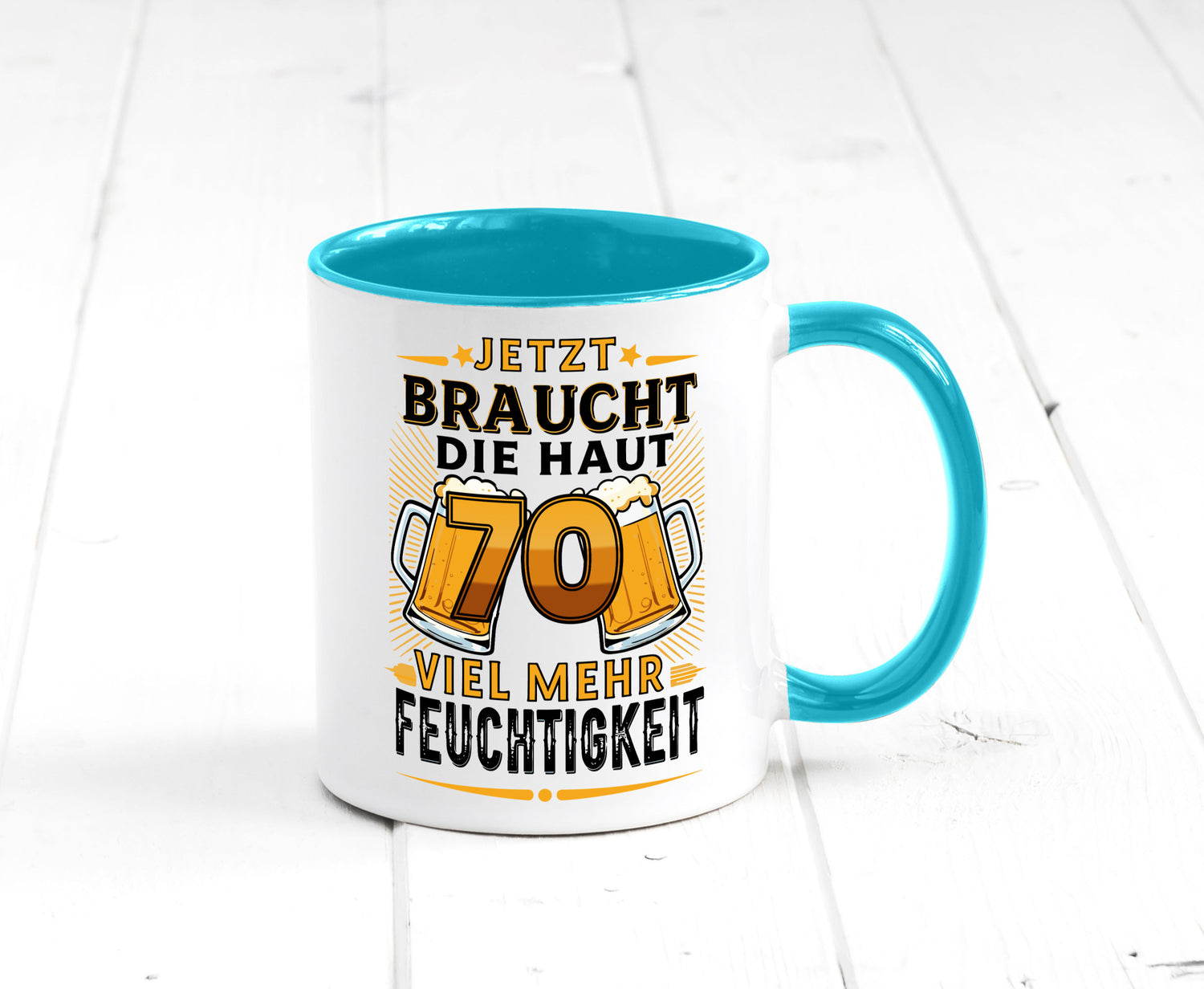 70 braucht die haut mehr Feuchtigkeit | 70. Geburtstag Humor Geschenkidee Tasse