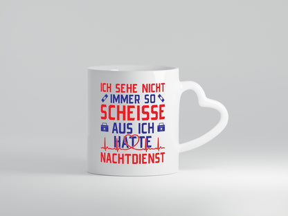 Scheisse, Nachtdienst | Arztkoffer Herzschlag Herz Geschenkidee Humor Tasse