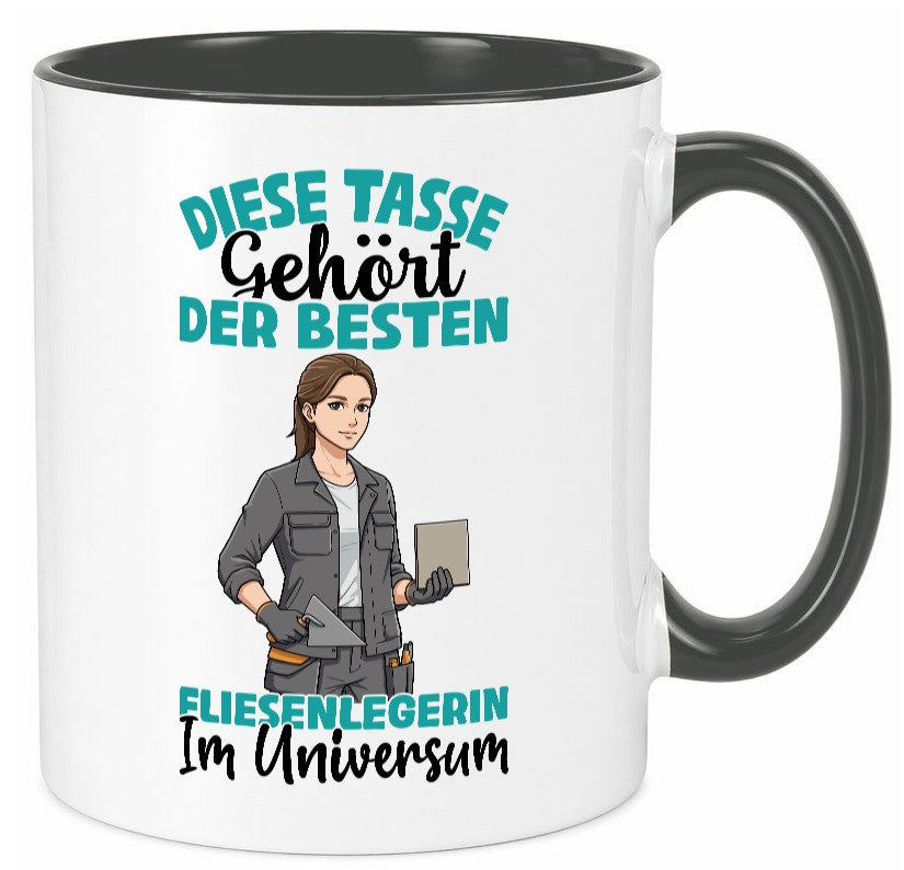 Im Universum: Fliesenlegerin | Fliesenlegen Bau Geschenkidee Humor Tasse