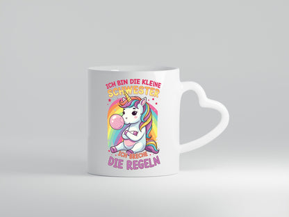 Bin die Kleine schwester ich breche Regeln | Einhorn Humor Geschenkidee Tasse