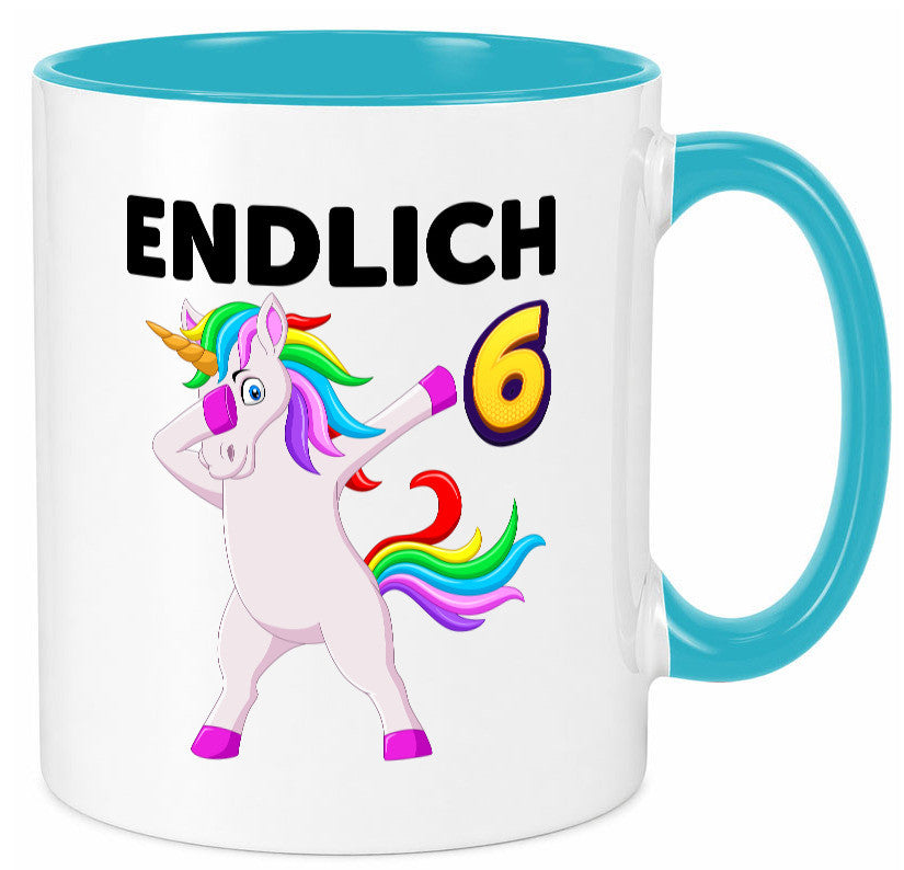 6. Geburtstag | endlich 6 Jahre Einhorn Mädchen Geschenkidee Humor Tasse