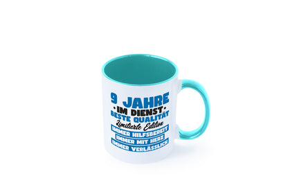 9 Jahre im Dienst | Jubiläum Arbeit v7 lustig Kollegen Büro Geschenk Tasse