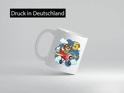 5. Geburtstag | 5 Jahre Kinder Pilot Flugzeug Geschenkidee Humor Tasse