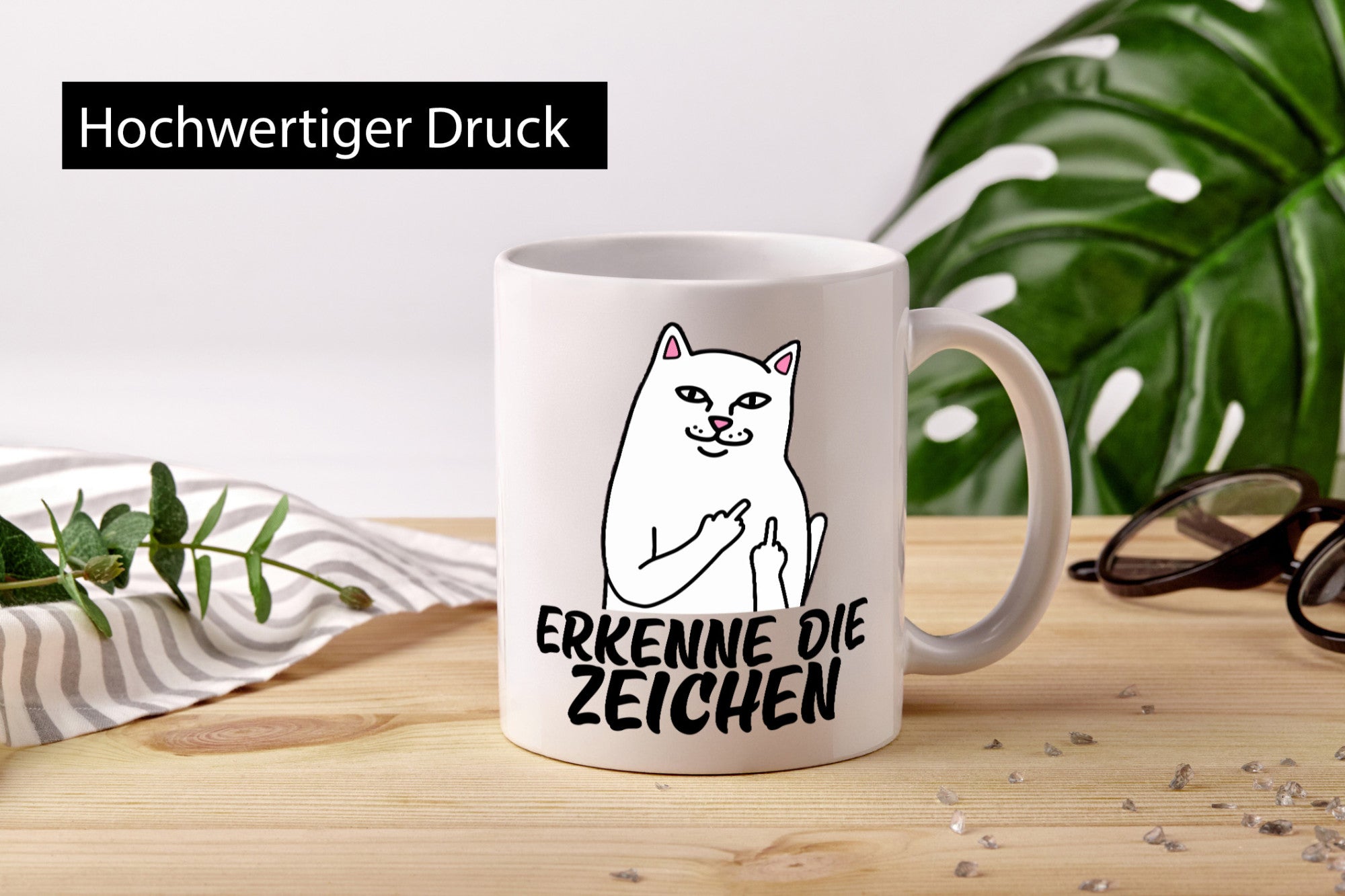 Erkenne die Zeichen | Katze Schatten Mittelfinger Geschenk Tierliebhaber Humor