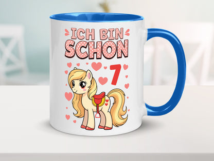 7. Geburtstag | 7 Jahre Mädchen Reiten Pony lustiger Spruch Geschenk Tasse