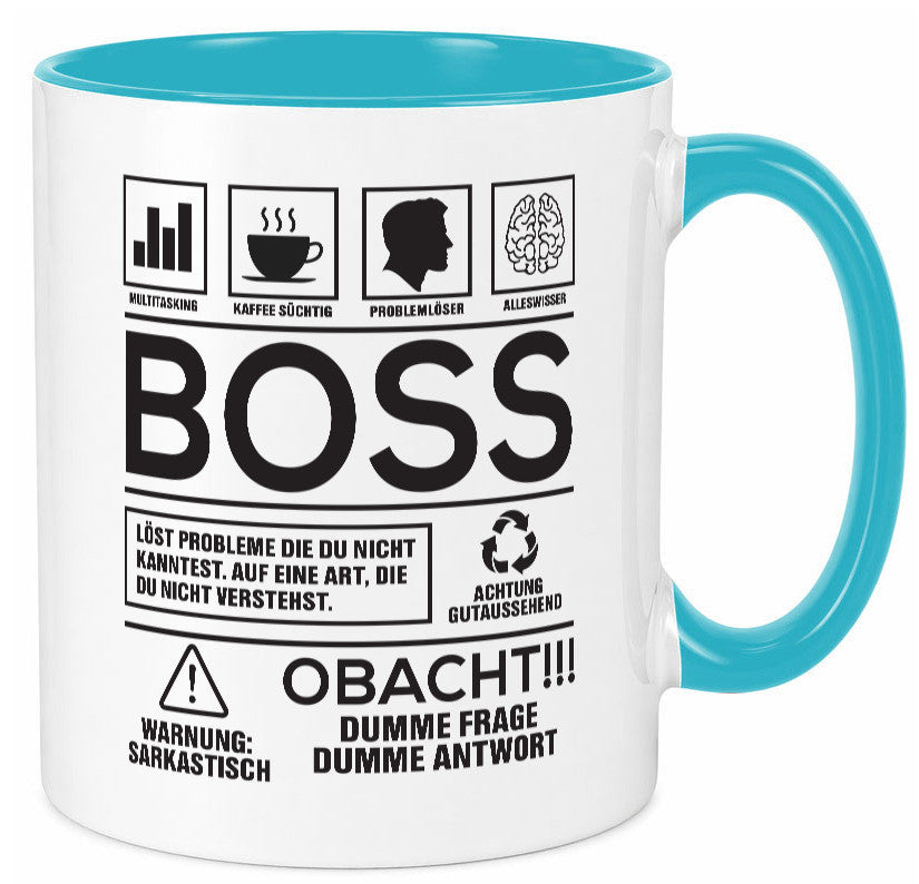 Achtung Probleme Boss | Führungskraft Vorgesetzter lustig Humor Geschenkidee Tasse
