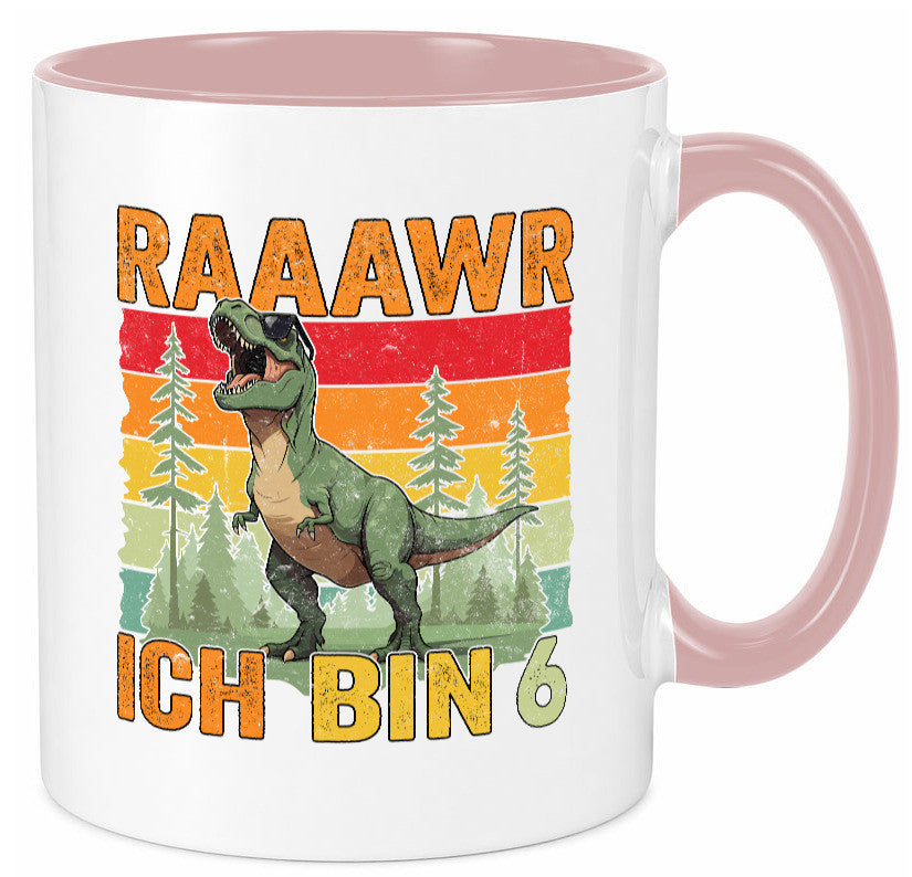 6. Geburtstag | 6 Jahre rarrrr ich bin Dinosaurier Humor Geschenkidee Tasse