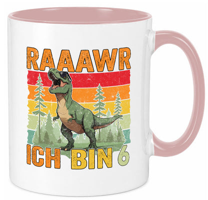 6. Geburtstag | 6 Jahre rarrrr ich bin Dinosaurier Humor Geschenkidee Tasse