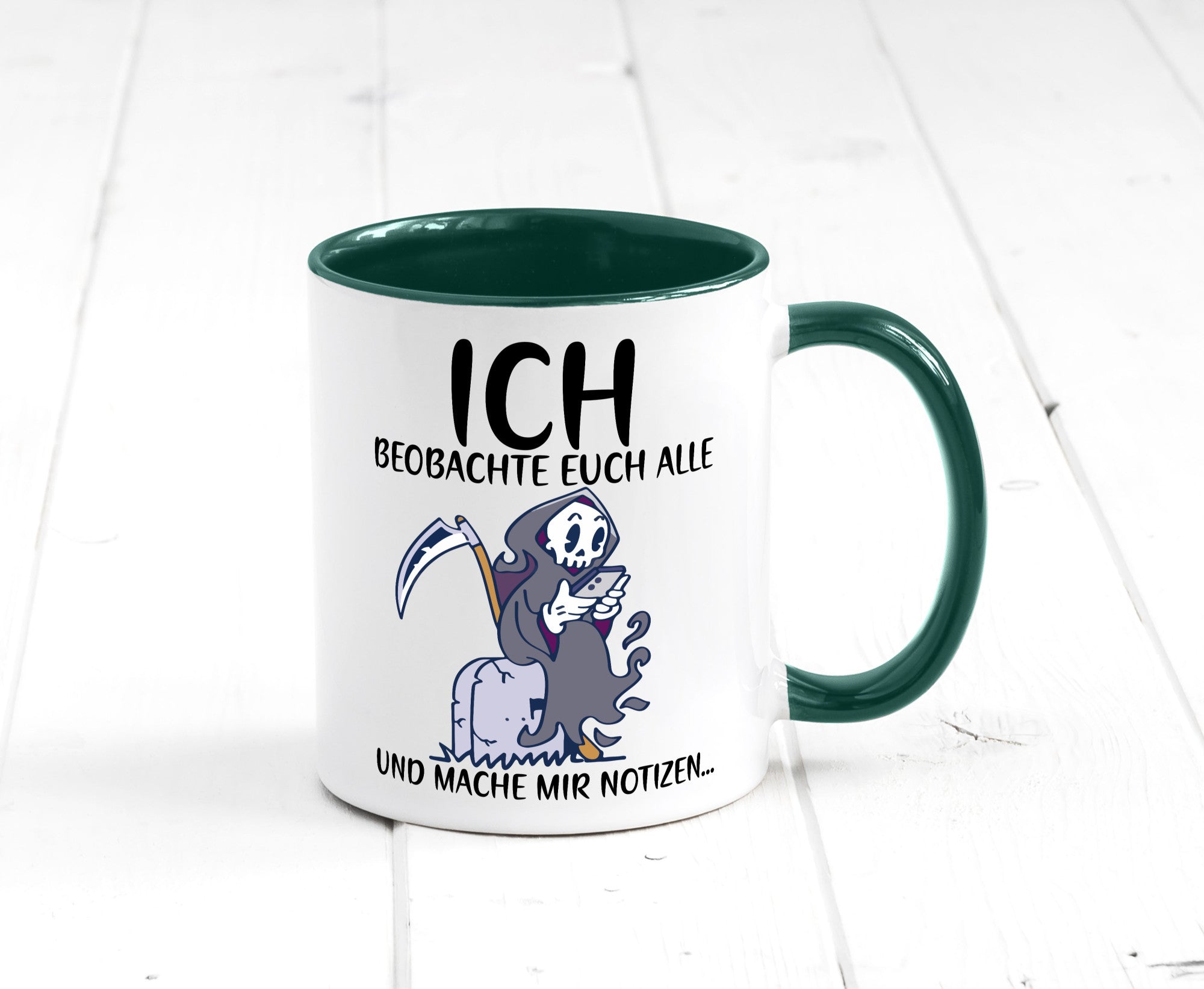 Ich beobachte euch | Sensenmann Sense Skelett Humor Geschenkidee Tasse
