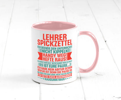 Lehrer Spickzettel | Beruf Tasse lustiger Spruch vl4 lustig Arbeit Kollegen