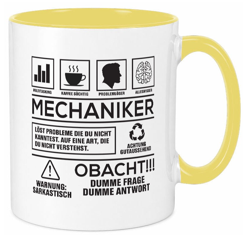 Achtung Probleme Mechaniker | KFZ Werkstatt lustiger Spruch Geschenk Humor Tasse