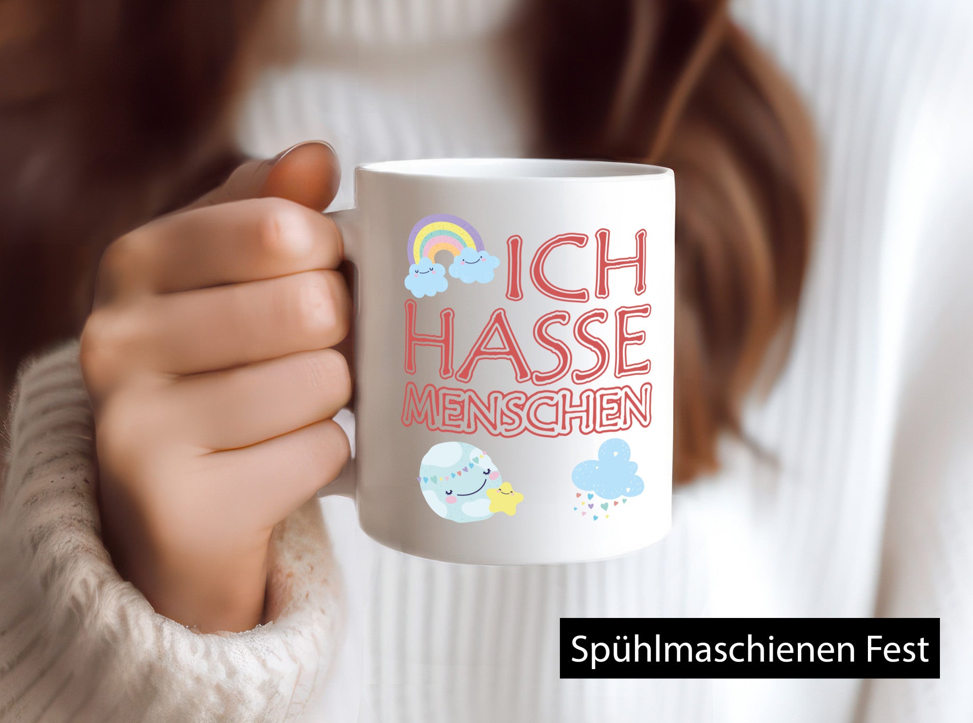 Kinderschrift - Ich hasse Menschen Humor Geschenkidee Tasse