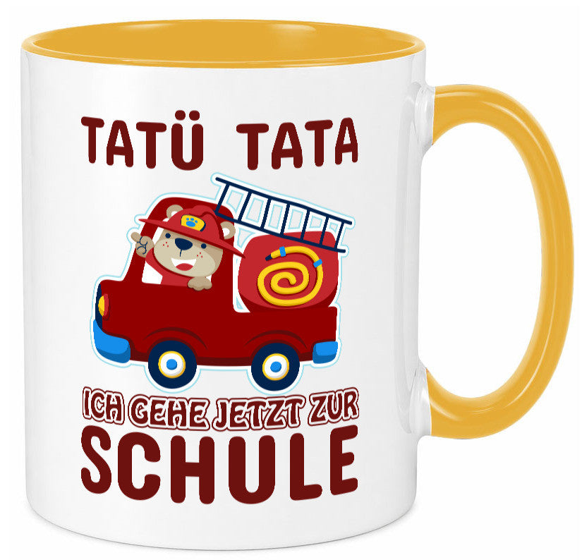 Bär in Feuerwehrauto | Tatü Tata Einschulung Tasse Humor Geschenkidee