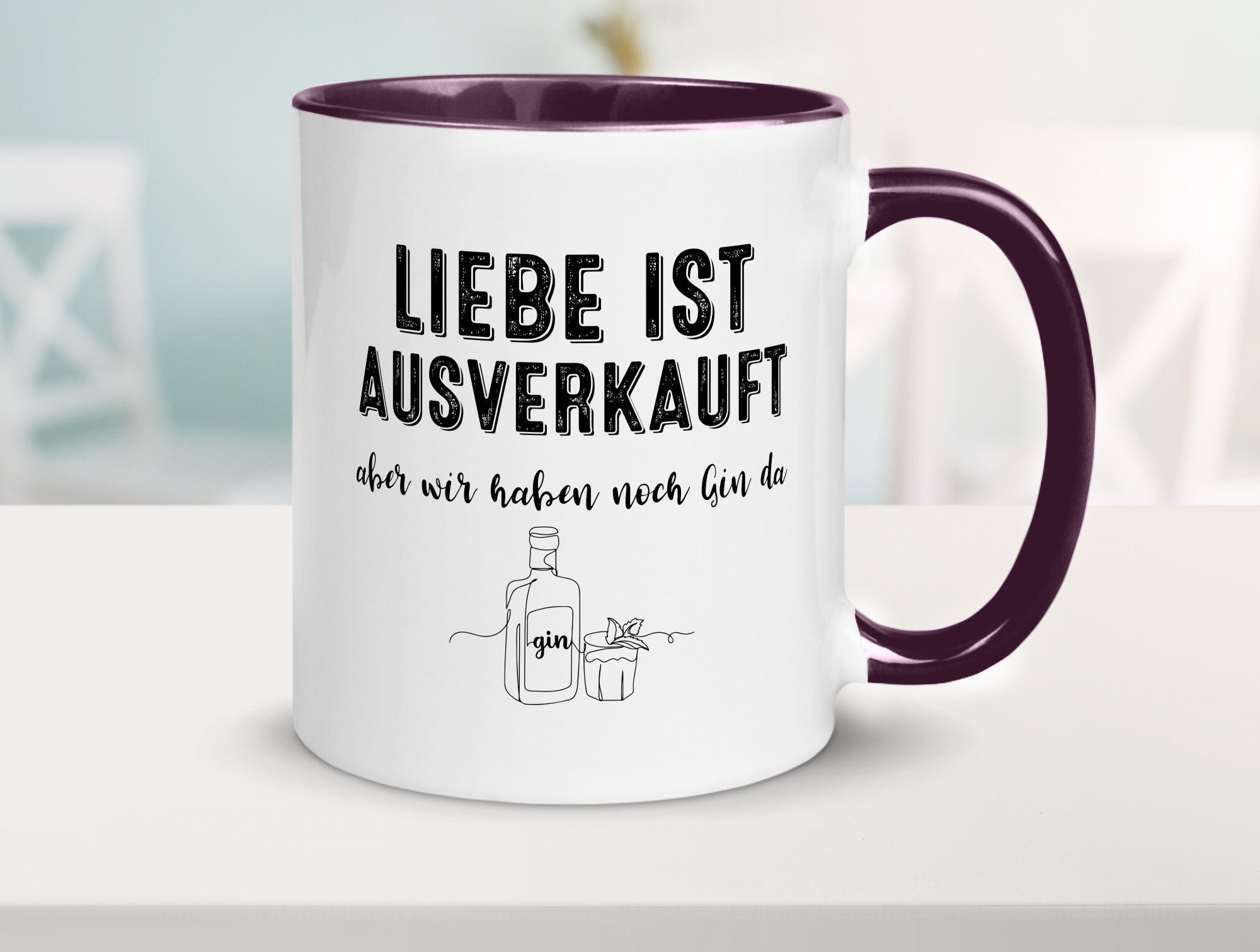 Liebe ist Ausverkauf, aber wir haben noch Gin da Humor Geschenkidee Tasse