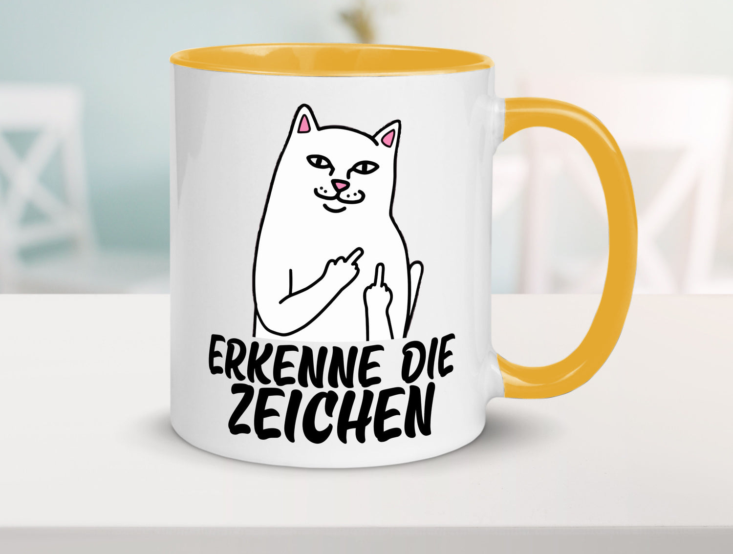 Erkenne die Zeichen | Katze Schatten Mittelfinger Geschenk Tierliebhaber Humor