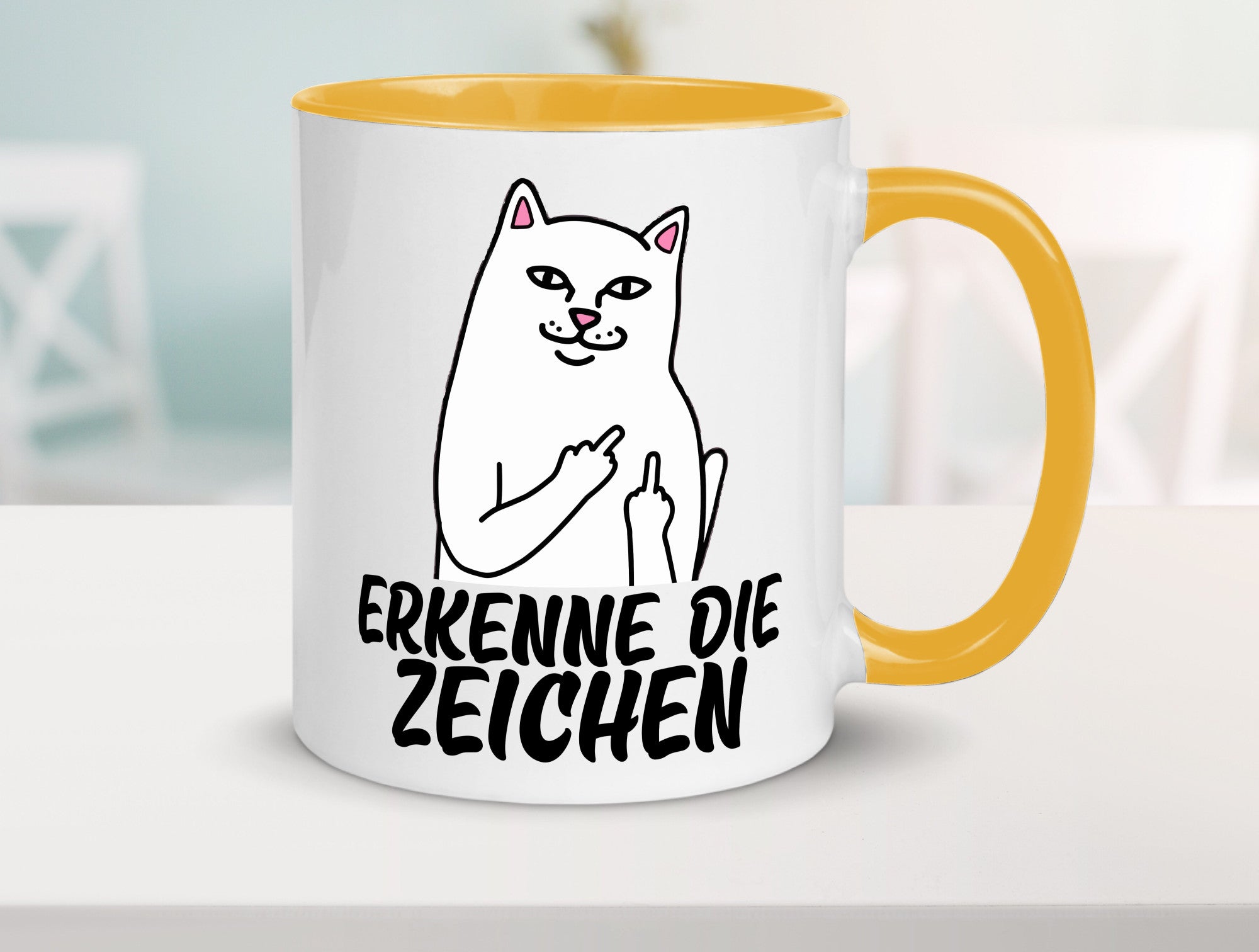 Erkenne die Zeichen | Katze Schatten Mittelfinger Geschenk Tierliebhaber Humor