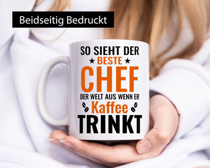 Kaffee trinkt: Chef | Führungskraft Vorgesetzter Humor Arbeit Kollegen Büro
