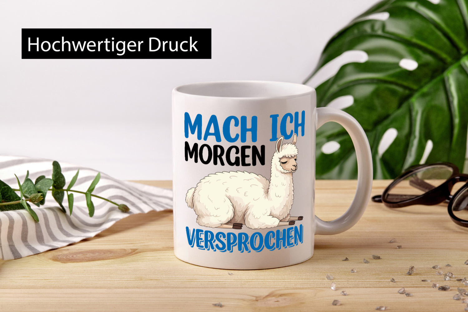 Mach ich morgen Versprochen | Lama Faul lustiger Spruch Geschenk Humor