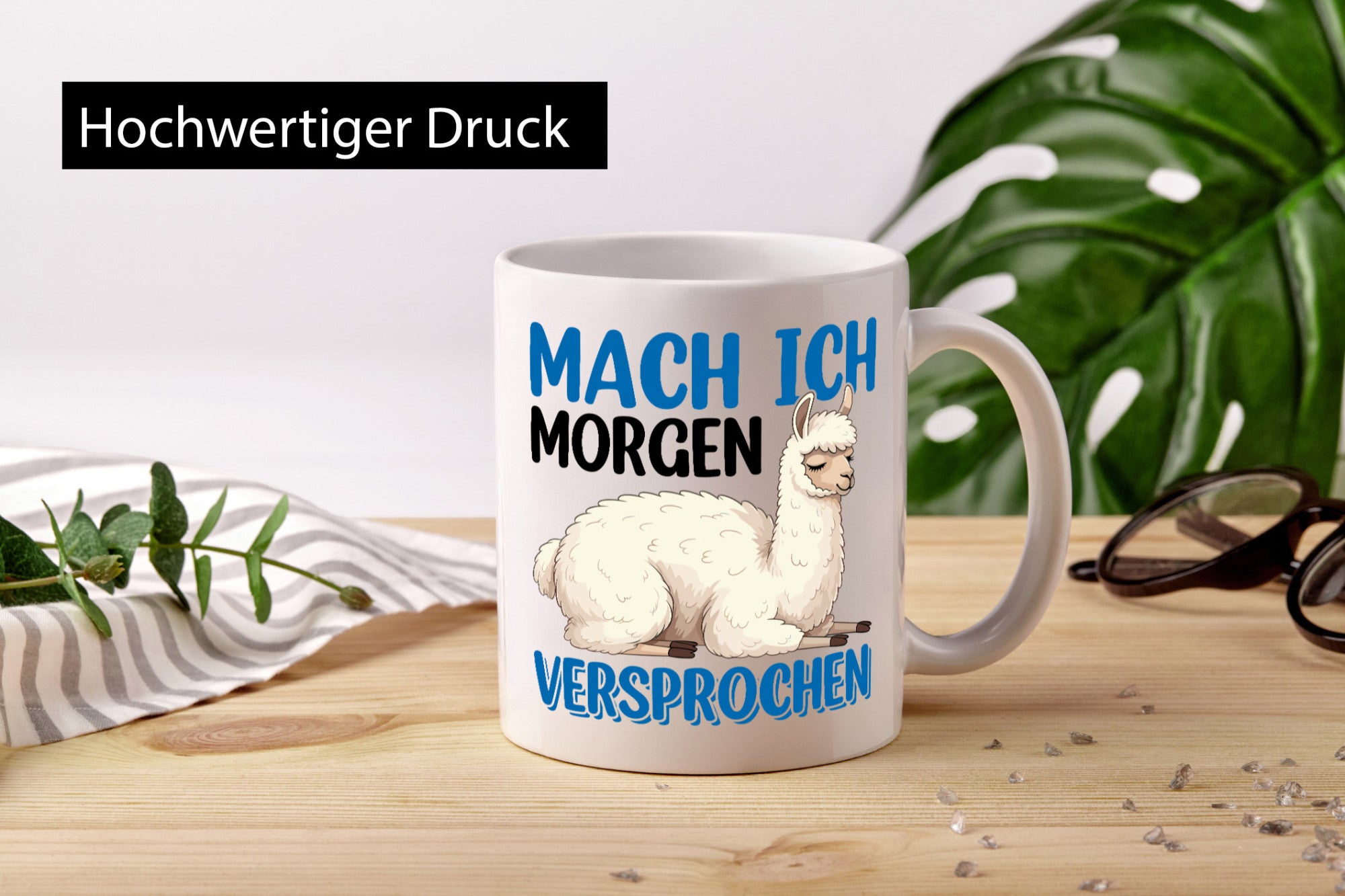 Mach ich morgen Versprochen | Lama Faul lustiger Spruch Geschenk Humor