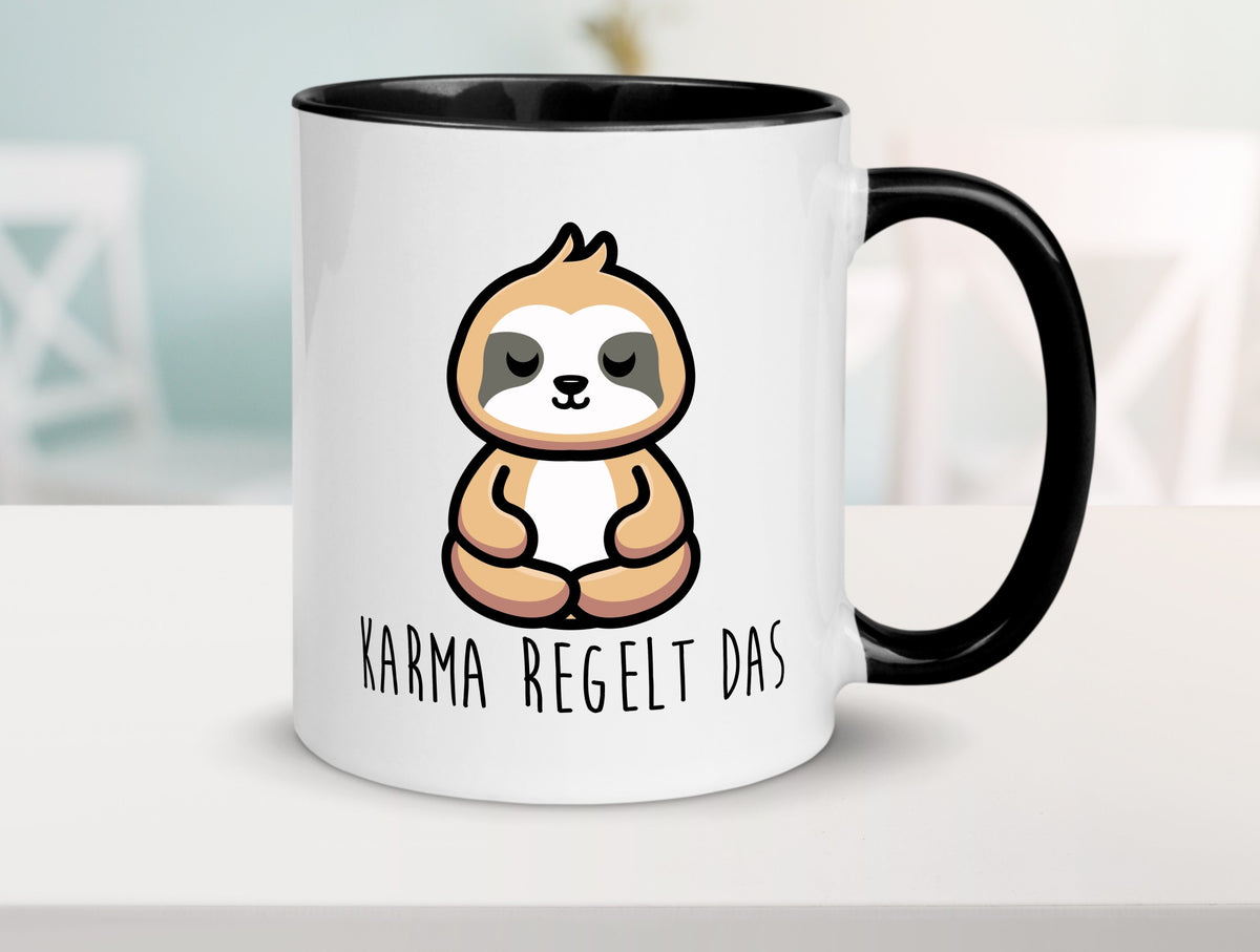 Karma regelt das | Yoga Faultier Meditation Chillen Geschenk Tierliebhaber Tasse