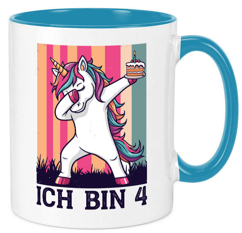4 Geburtstag | Einhorn Damping Mädchen lustig Geschenkidee Geschenk Tasse