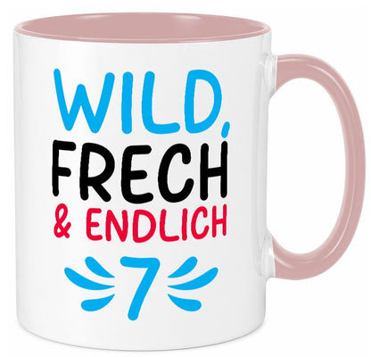 7. Geburtstag | 7 Jahre Wild &amp; Frech lustiger Spruch Geschenk Geschenkidee Tasse